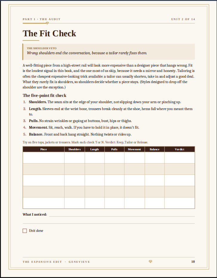 A page from The Expensive Edit workbook