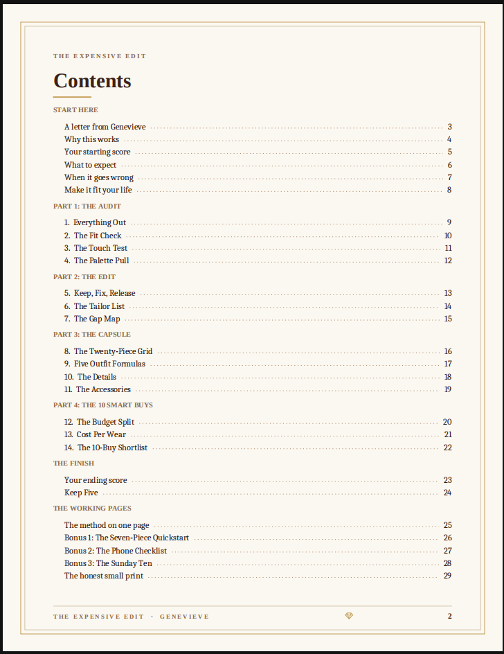 A page from The Expensive Edit workbook